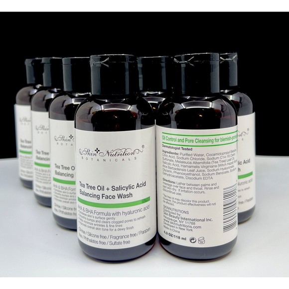Skin Nutrition Botanicals Tea Tree Oil + Salicylic Acid Face Wash 4oz AHA & BHA - Picture 1 of 8